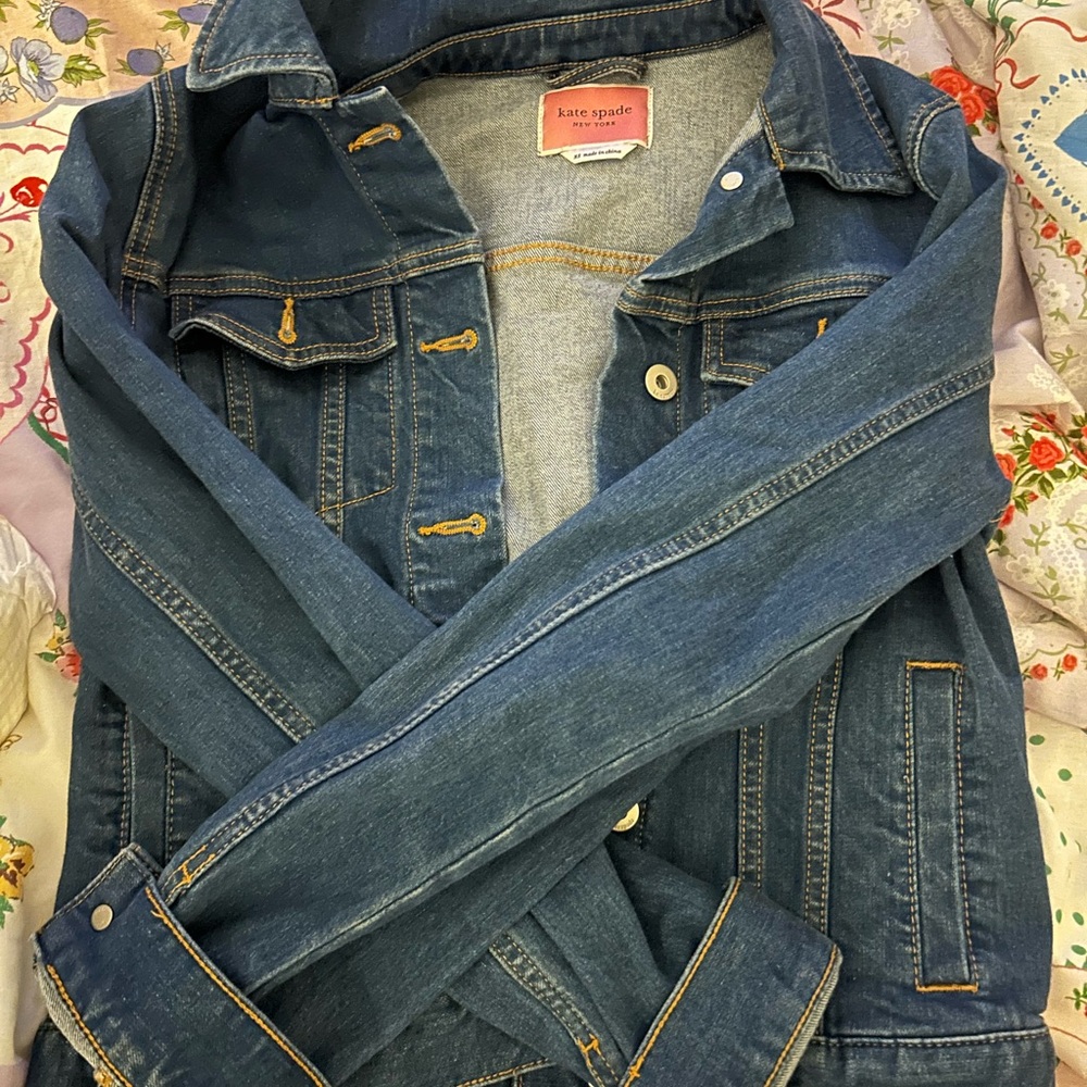 kate spade Dark Blue Denim Jacket with Gold Stitching
